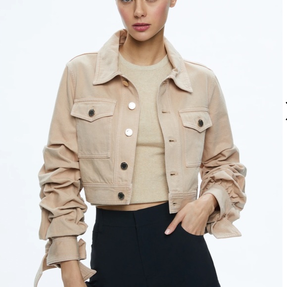 🎀ALICE + OLIVIA TIFF DENIM JACKET WITH BOW SLEEVE🎀 - Picture 1 of 10